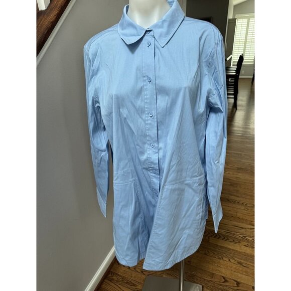 Lafayette Button Down Blouse Beautiful Blue XL - Picture 1 of 4
